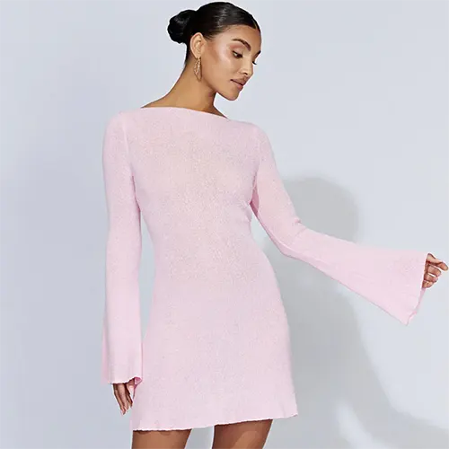 Noor | Robe Femme à Manches Évasées Courtes