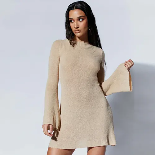 Noor | Robe Femme à Manches Évasées Courtes