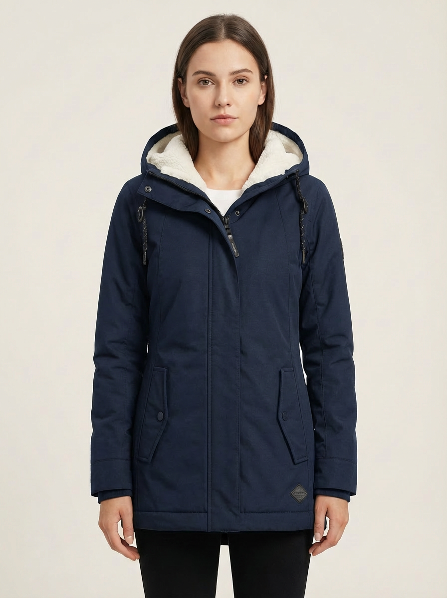 Manteau d’hiver long imperméable Éliane pour femme – Bleu marine