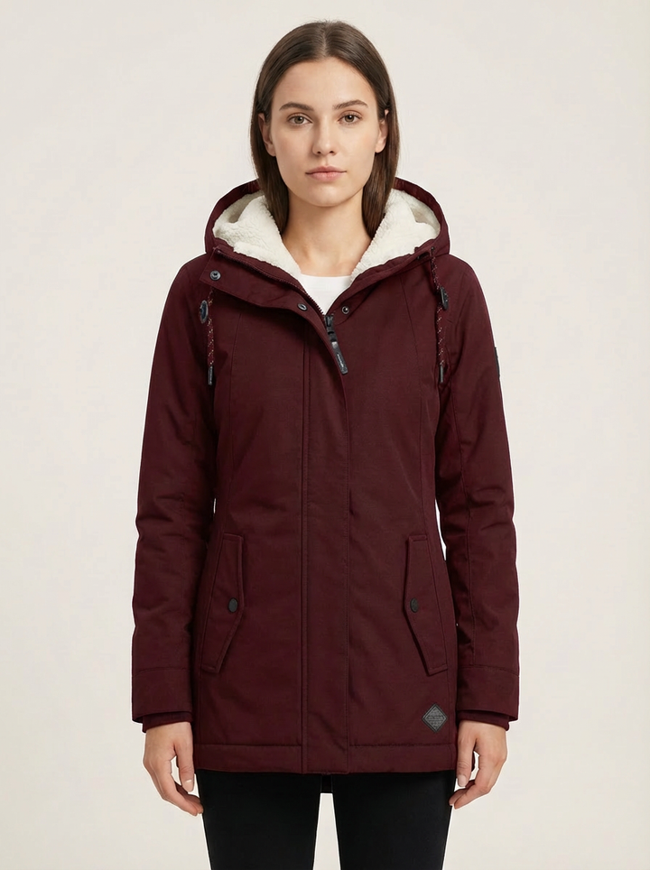 Manteau d’hiver long imperméable Éliane pour femme – Bordeaux