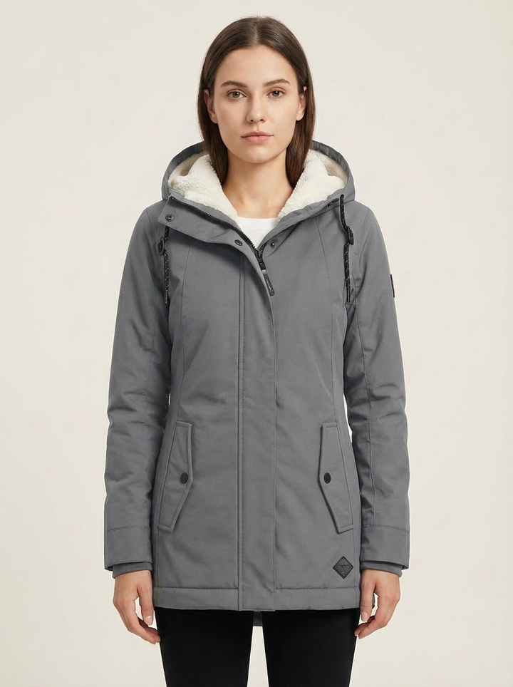Manteau d’hiver long imperméable Éliane pour femme – Gris