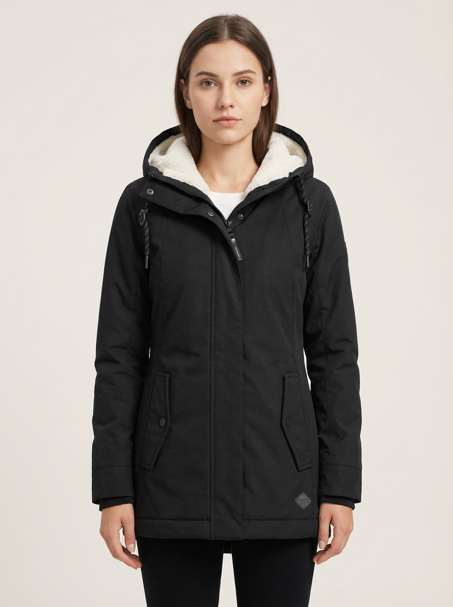 Manteau d’hiver long imperméable Éliane pour femme – Noir