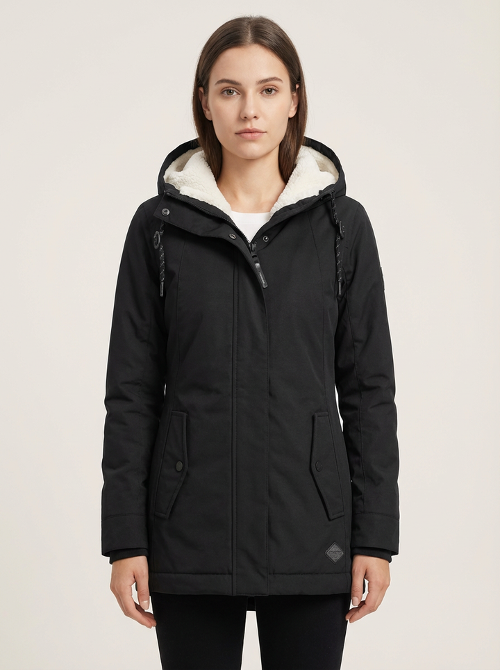 Manteau d’hiver long imperméable Éliane pour femme – Noir