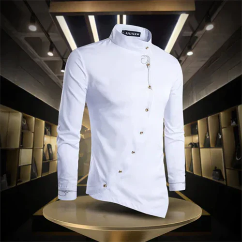 Marvin | Chemise Rétro à Col Montant et Manches Longues pour Homme