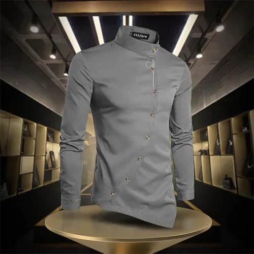 Marvin | Chemise Rétro à Col Montant et Manches Longues pour Homme