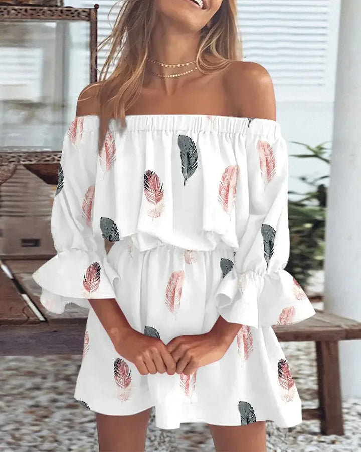 Dania | Robe Épaule Dénudée Élégante à Motifs Floraux pour Femme