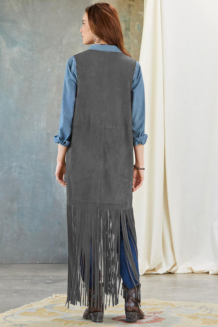 Ishika | Gilet long à franges style western pour femme