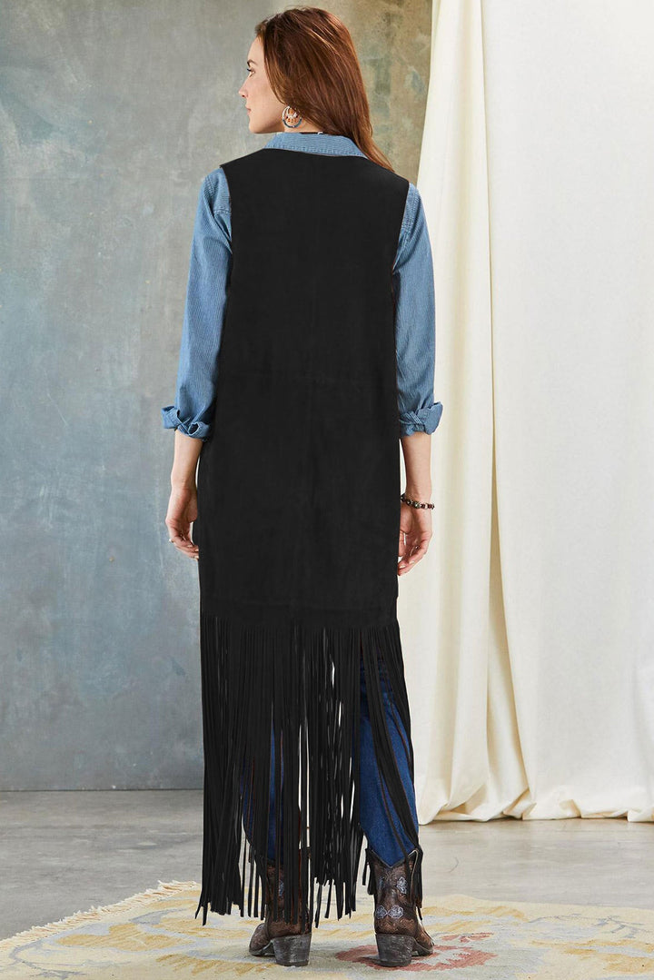 Ishika | Gilet long à franges style western pour femme