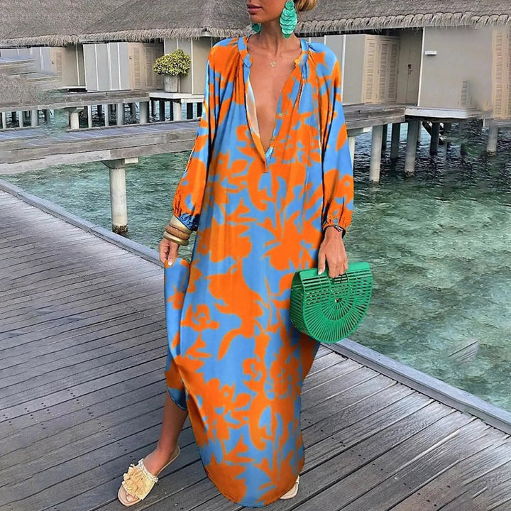 Gisele | Robe Kaftan Bohème de Plage en Chiffon Fluide pour Femme