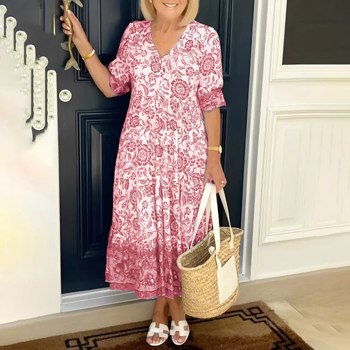 Kaylynn | Robe Midi à Imprimé Floral avec une Coupe Élégante pour Femmes