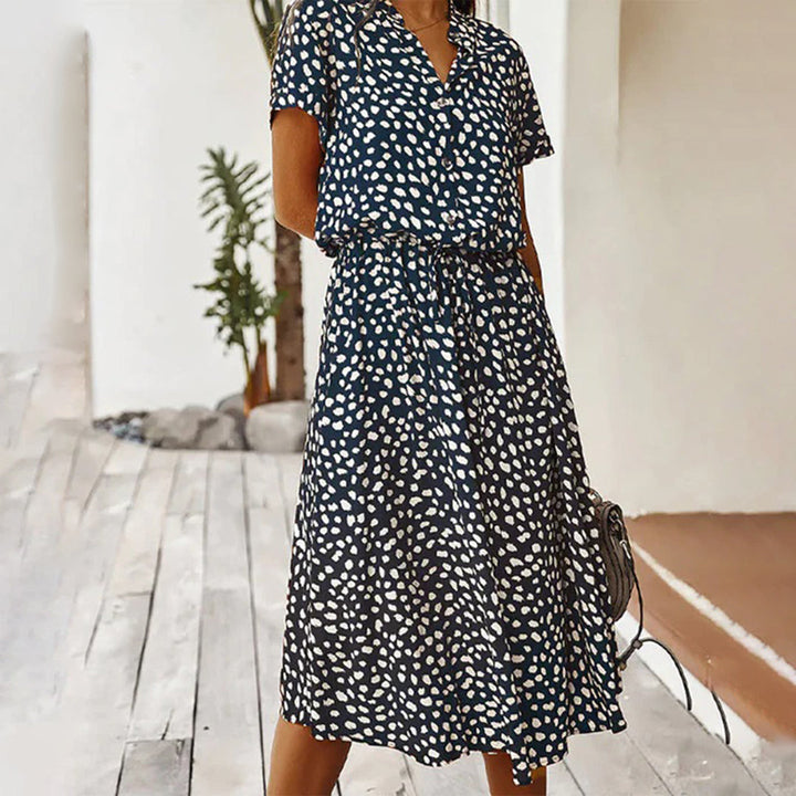 Dina | Robe à imprimé avec décolleté en V et coupe A-ligne flatteuse pour femmes