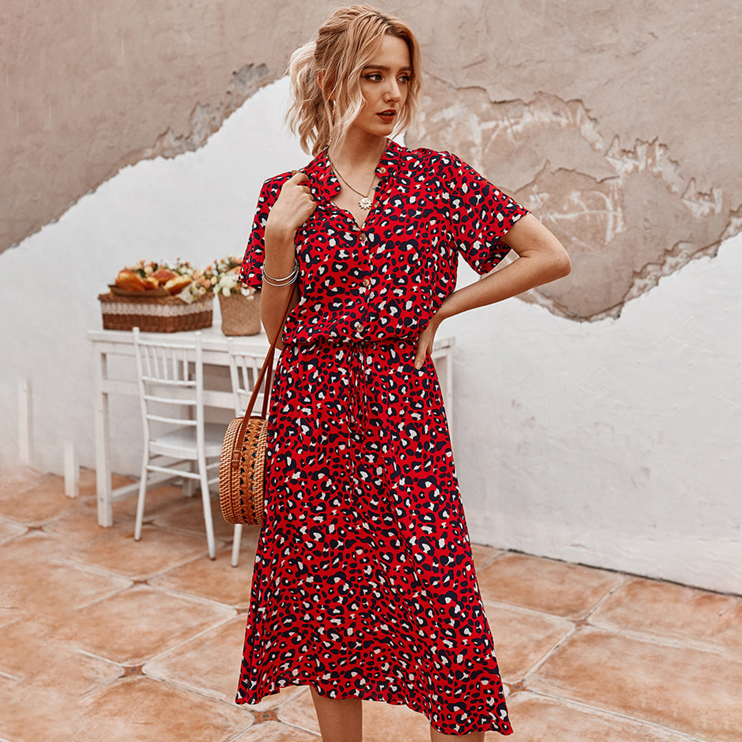 Dina | Robe à imprimé avec décolleté en V et coupe A-ligne flatteuse pour femmes