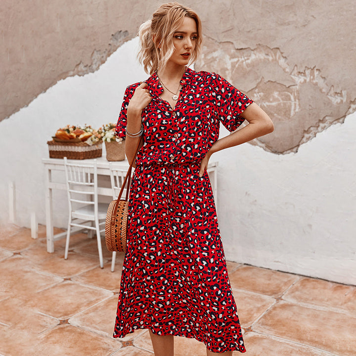 Dina | Robe à imprimé avec décolleté en V et coupe A-ligne flatteuse pour femmes