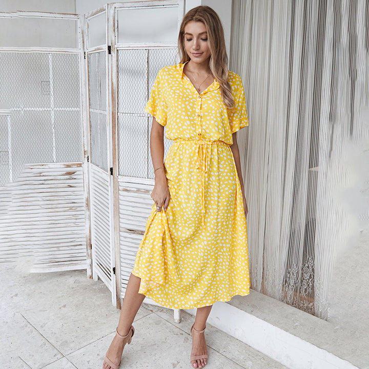 Dina | Robe à imprimé avec décolleté en V et coupe A-ligne flatteuse pour femmes