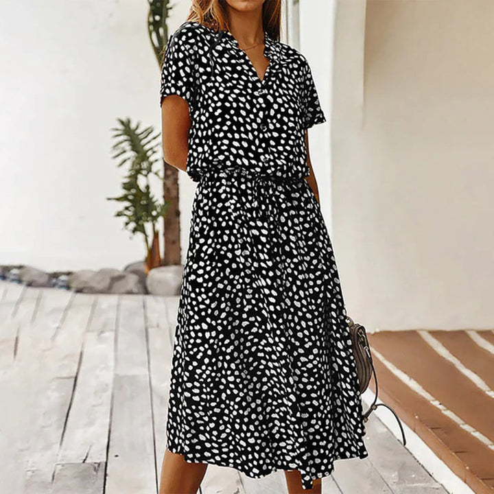 Dina | Robe à imprimé avec décolleté en V et coupe A-ligne flatteuse pour femmes