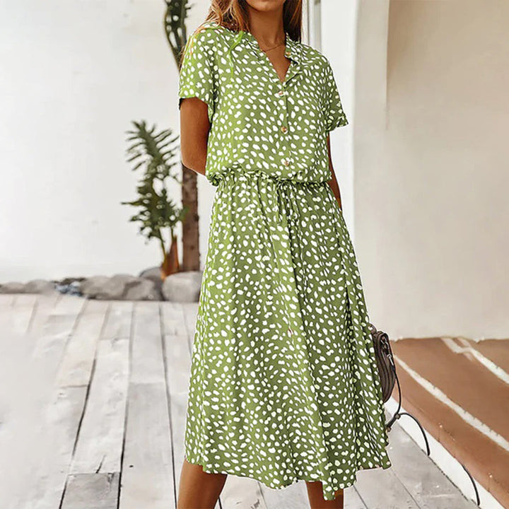 Dina | Robe à imprimé avec décolleté en V et coupe A-ligne flatteuse pour femmes