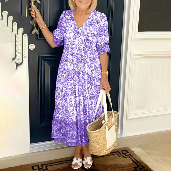 Kaylynn | Robe Midi à Imprimé Floral avec une Coupe Élégante pour Femmes