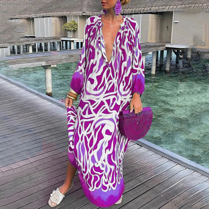 Gisele | Robe Kaftan Bohème de Plage en Chiffon Fluide pour Femme