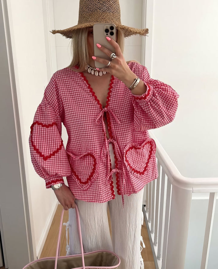 Aanya | Blouse Brodée Cœur au Design Élégant pour Femme