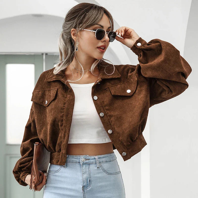 Zephyrine | Veste courte en velours côtelé pour femme