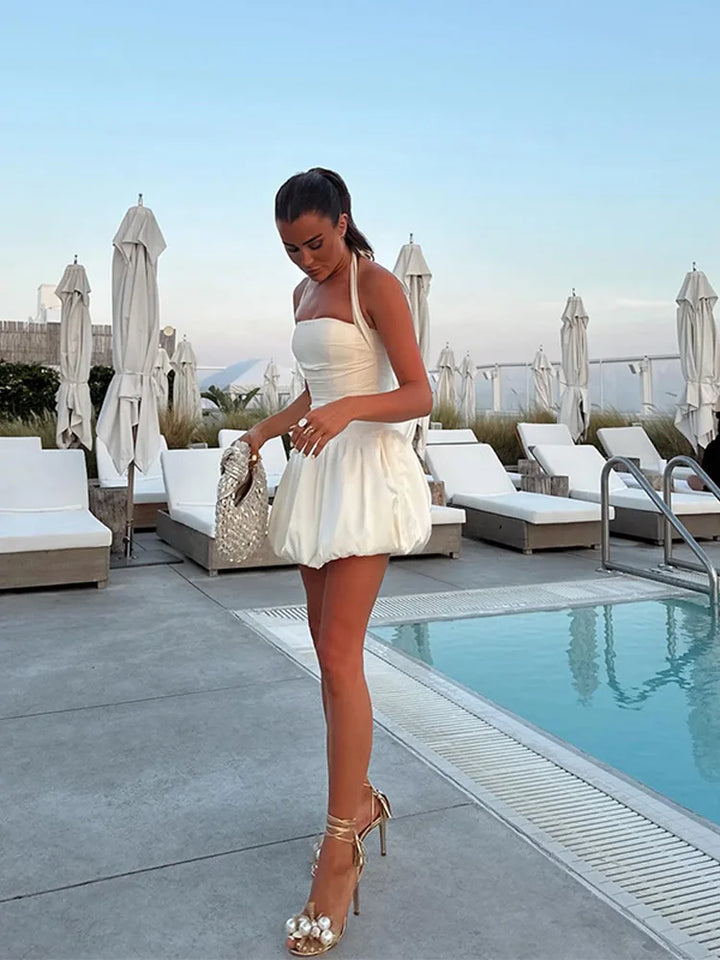 Siana | Élégante Robe Bulle Multicolore en Satin pour Femme