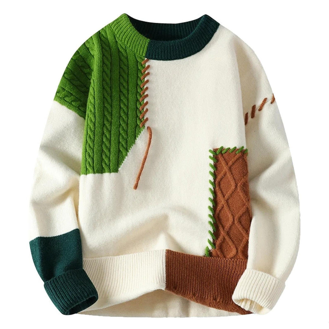 Guadalupe | Pull élégant à pièces patchwork pour l’automne pour homme