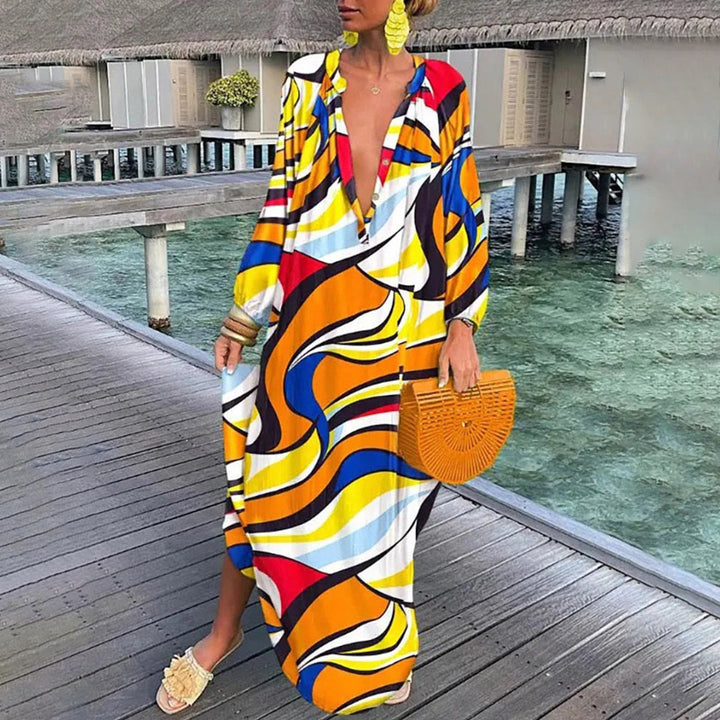 Gisele | Robe Kaftan Bohème de Plage en Chiffon Fluide pour Femme