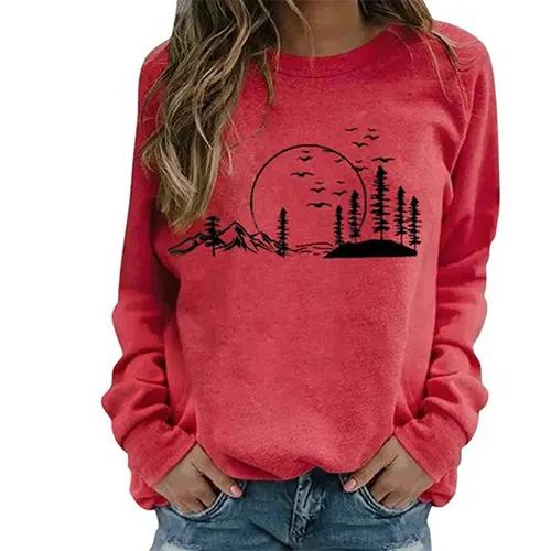 Zahra | Sweat-shirt Chaud à Imprimé Forêt pour Femme