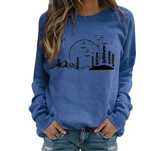 Zahra | Sweat-shirt Chaud à Imprimé Forêt pour Femme
