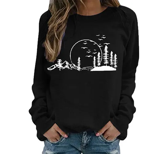 Zahra | Sweat-shirt Chaud à Imprimé Forêt pour Femme