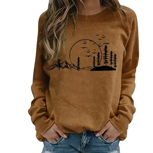 Zahra | Sweat-shirt Chaud à Imprimé Forêt pour Femme