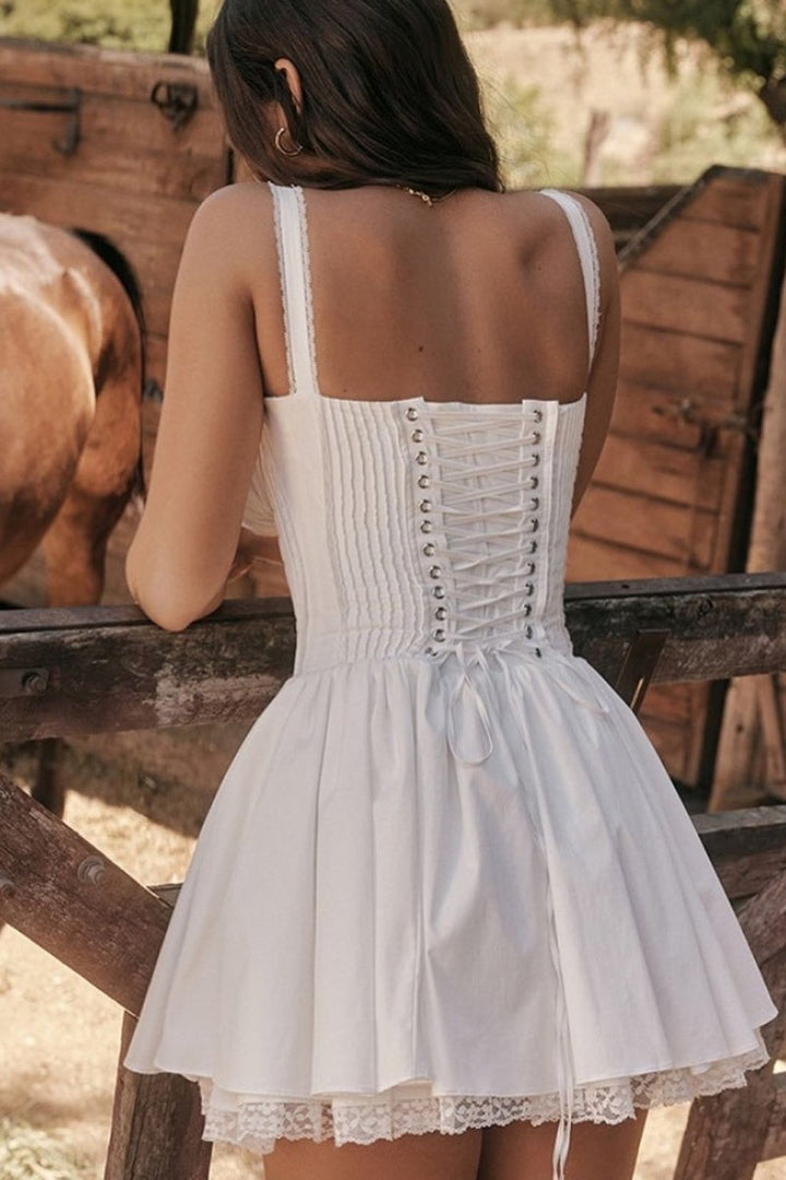 Arely | Robe Mini Corset Élégante avec Dentelle et Satin pour Femmes