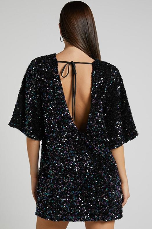 Ann | Robe Mini à Paillettes Dos Nu pour Femme