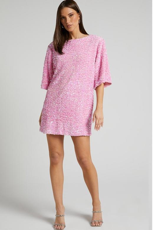 Rosy | Robe Mini Dos Nu à Paillettes pour Femmes
