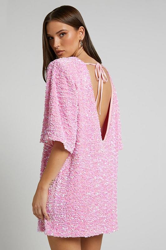 Rosy | Robe Mini Dos Nu à Paillettes pour Femmes