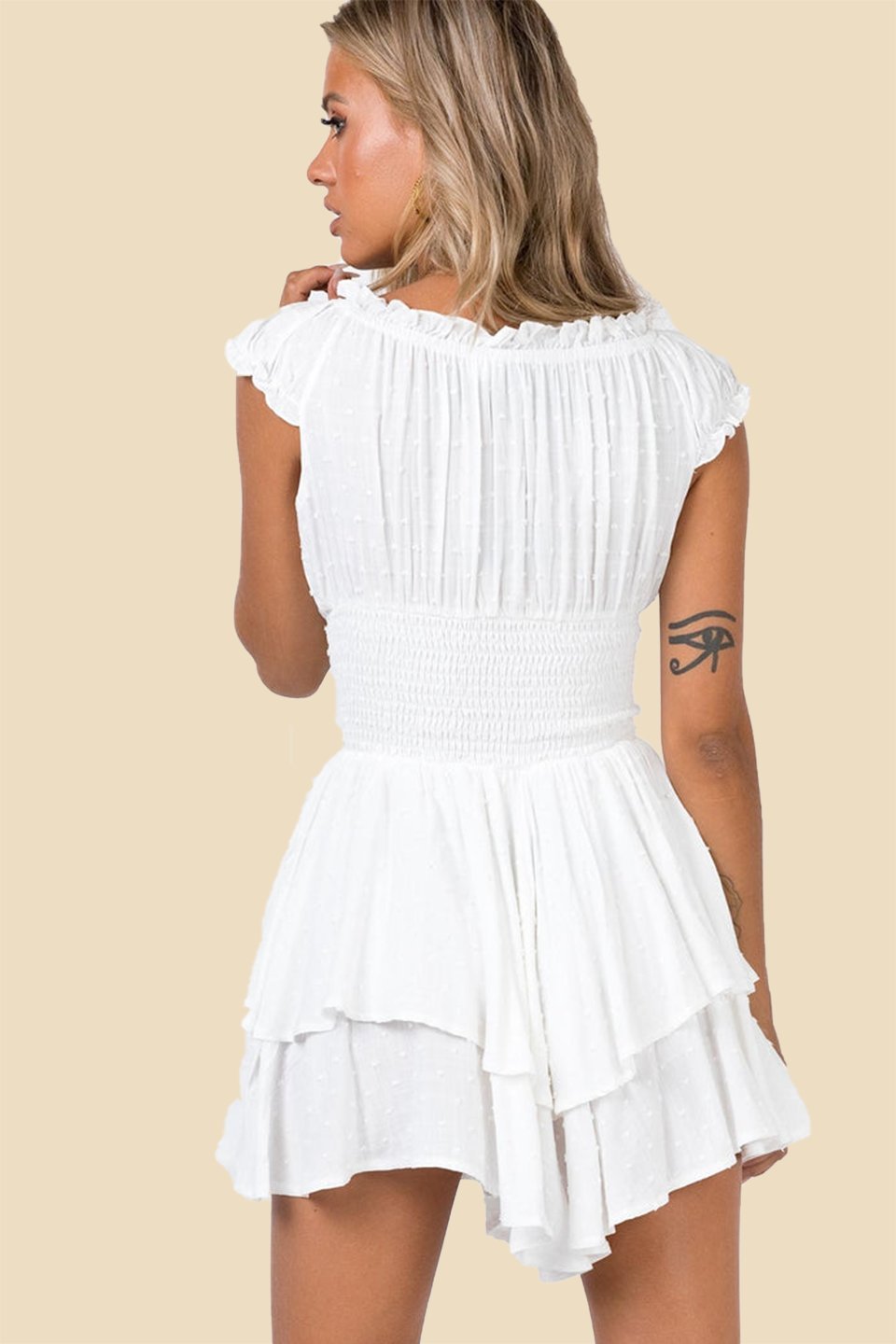 Gurnoor | Robe Mini à Jupe Volante et Corsage Froncé pour Femmes