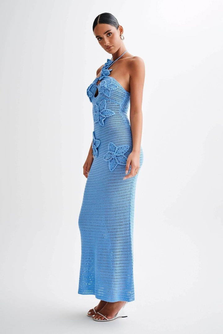 Lilianne | Robe Maxi en Crochet avec Appliqué Floral pour Femme