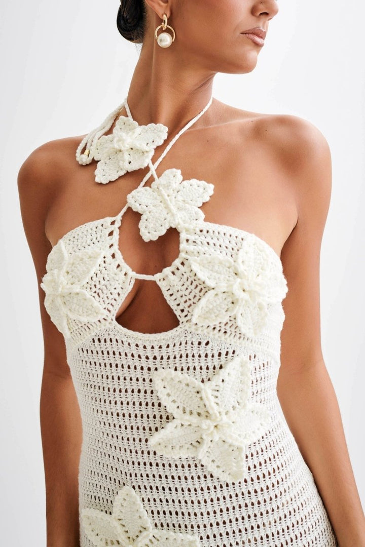 Lilianne | Robe Maxi en Crochet avec Appliqué Floral pour Femme