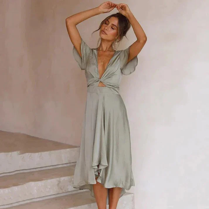 Eliza | Robe midi vintage avec ruban pour l'été