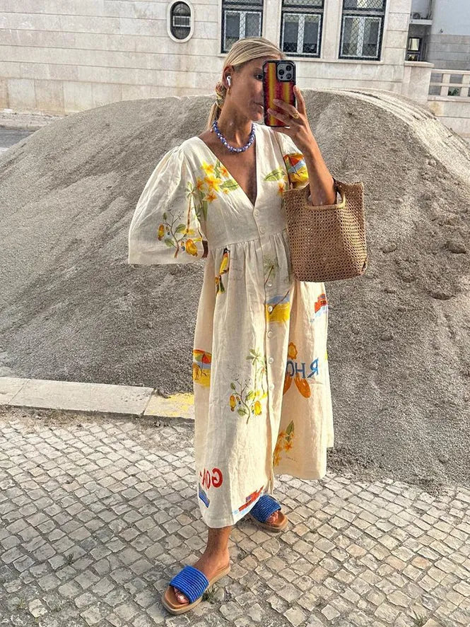 Paris | Robe en lin avec tissu léger et respirant pour femmes