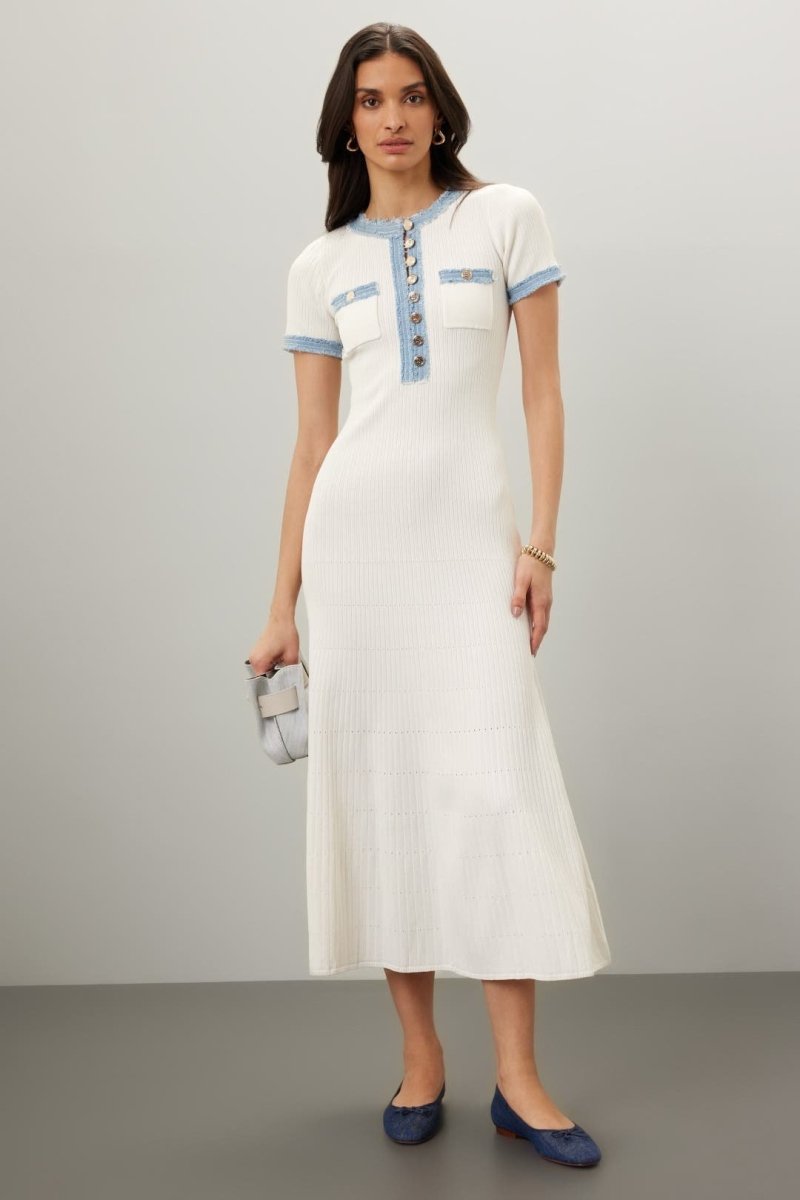 Preslee | Robe Chemise Midi Décontractée en Maille à Col Rond pour Femme