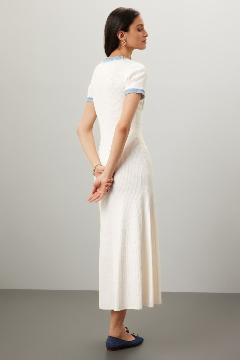 Preslee | Robe Chemise Midi Décontractée en Maille à Col Rond pour Femme
