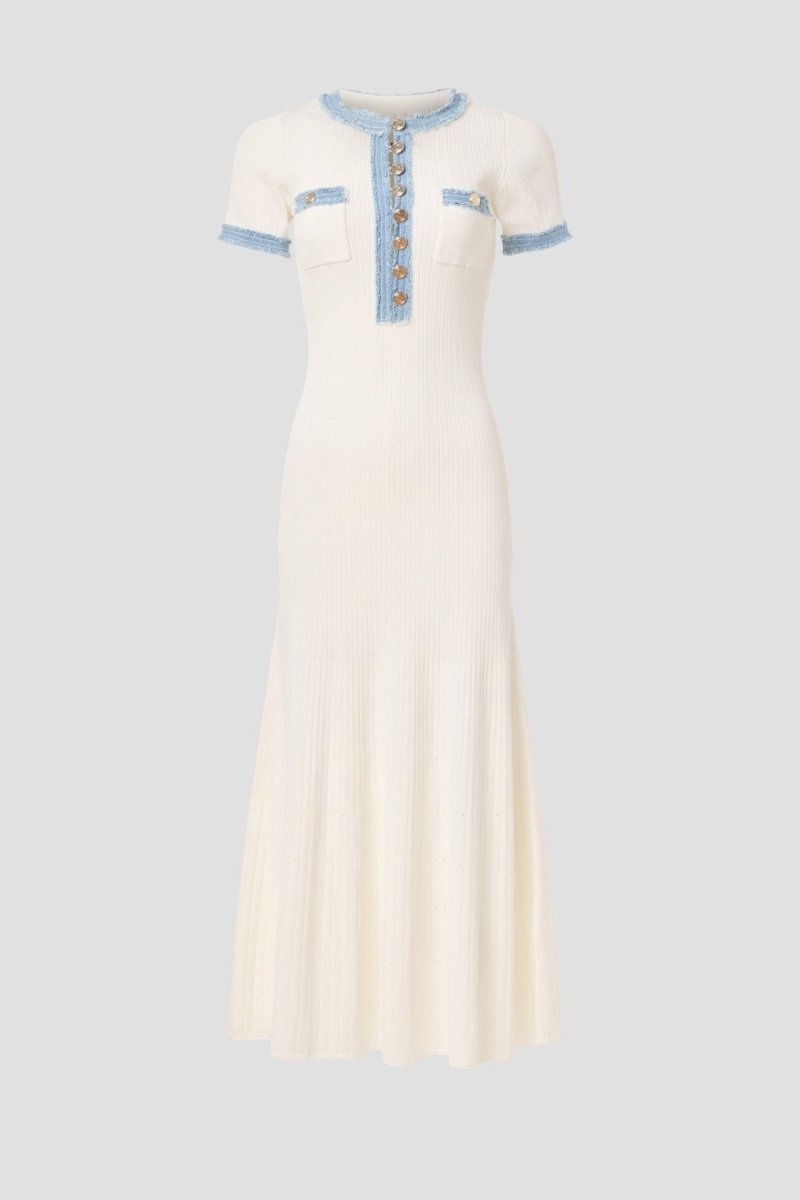 Preslee | Robe Chemise Midi Décontractée en Maille à Col Rond pour Femme