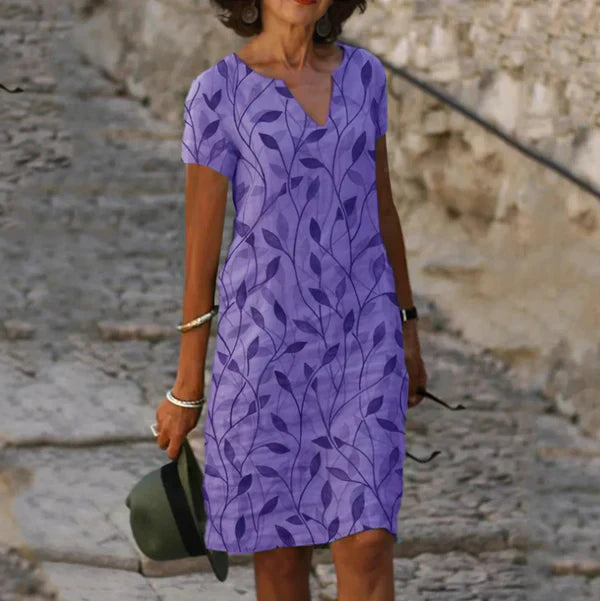 Mattie | Robe à imprimé feuilles au design frais et élégant pour femmes