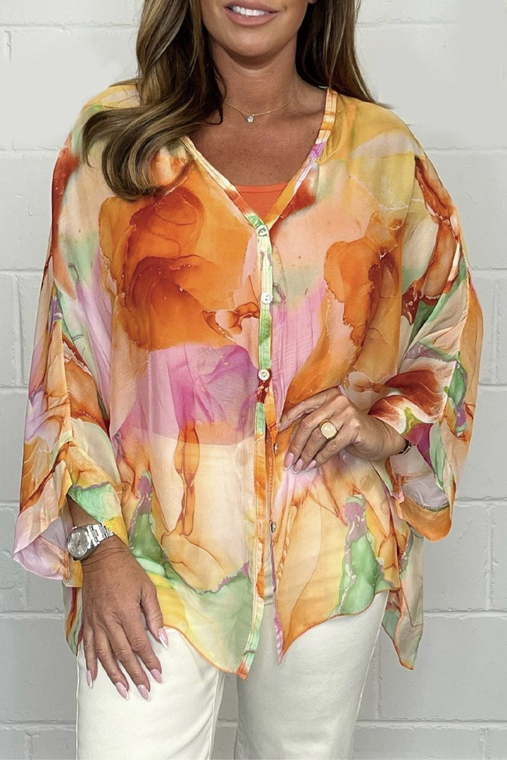 Ileana | Blouse Florale Multicolore avec Élégance Artistique pour Femme