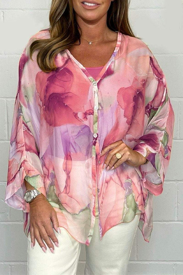 Ileana | Blouse Florale Multicolore avec Élégance Artistique pour Femme