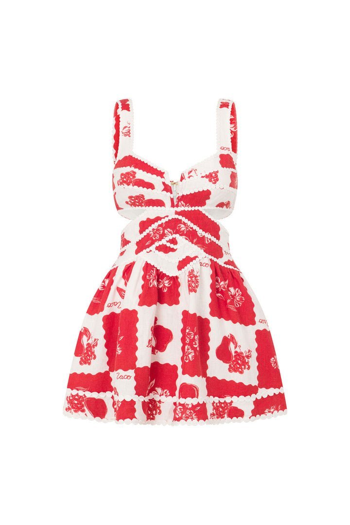 Aoife | Robe à découpes florales avec accent rouge pour femmes
