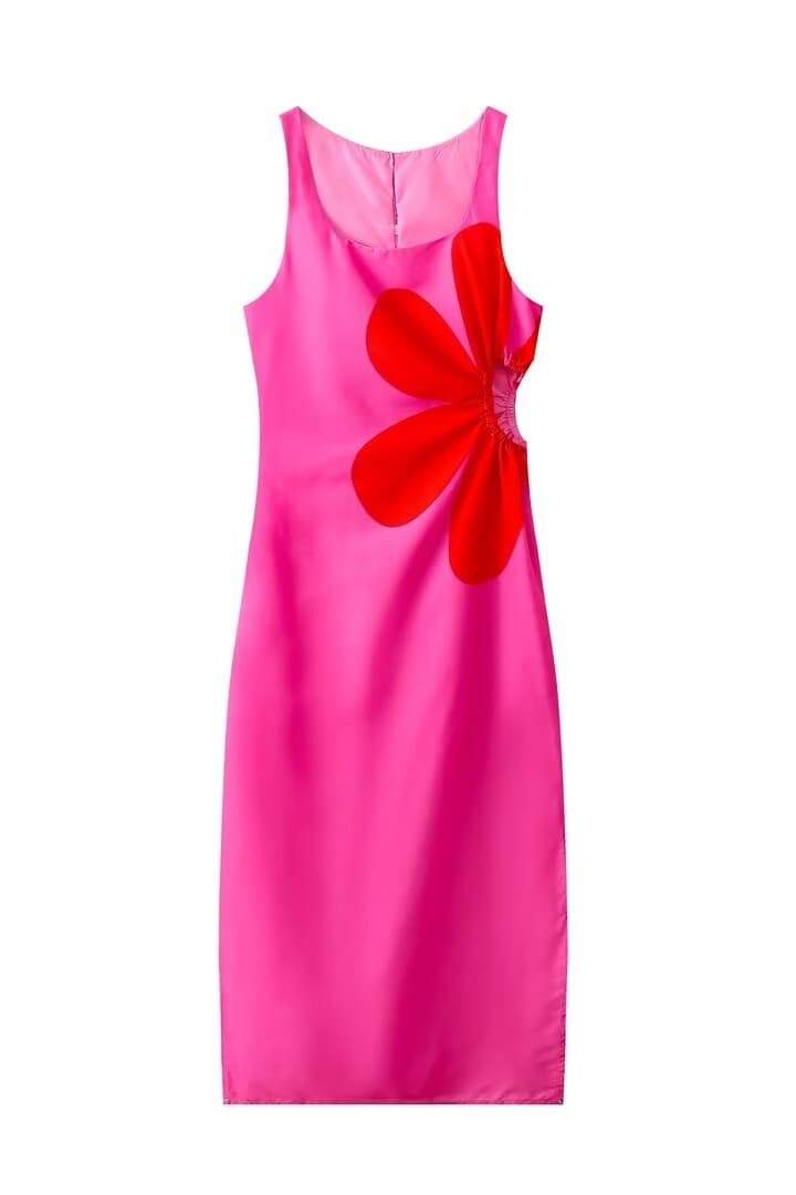 Cayla | Robe Midi à Imprimé Floral avec Découpes pour Femme