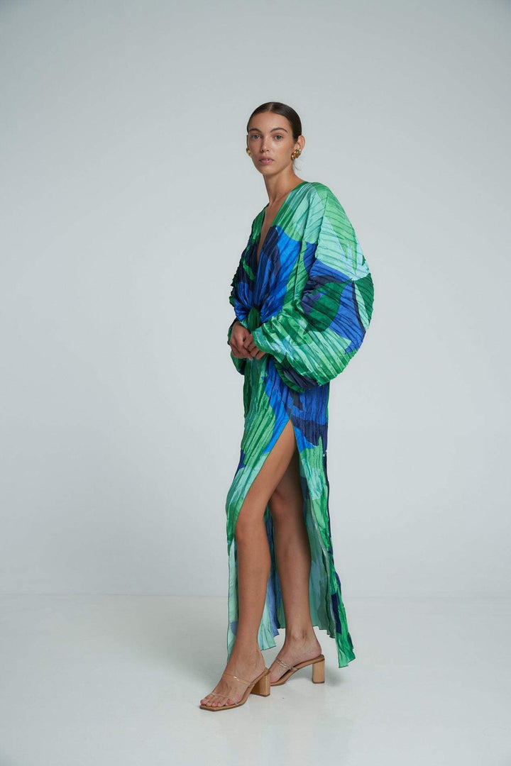 Sequoia | Robe Kaftan Maxi Plissée Imprimée pour Femme
