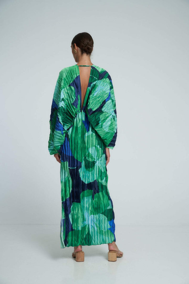 Sequoia | Robe Kaftan Maxi Plissée Imprimée pour Femme